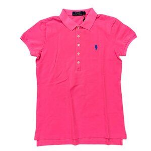 Polo Ralph Lauren Women's Polo Shirt – Knockout Pink with Blue Pony Logo